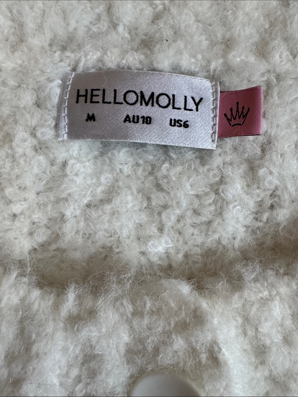 Hello Molly White Fuzzy Cropped Button Cardigan - Picture 2 of 2